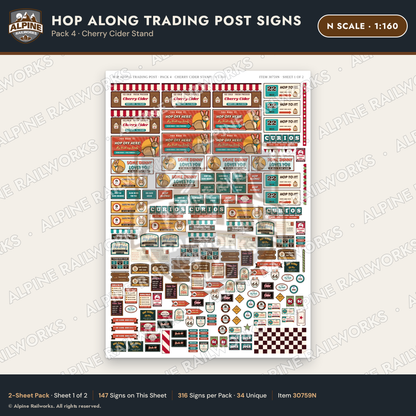 Alpine Railworks 30759N N Scale Roadside Signs - Trading Post