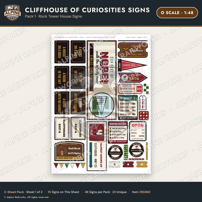 Alpine Railworks 31026O O Scale Roadside Signs - Curiosity House