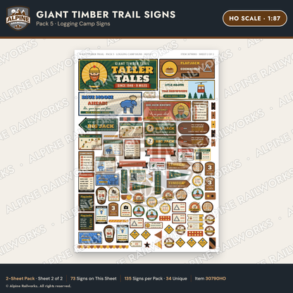 Alpine Railworks 30790HO HO Scale Roadside Signs - Lumberjack Redwoods
