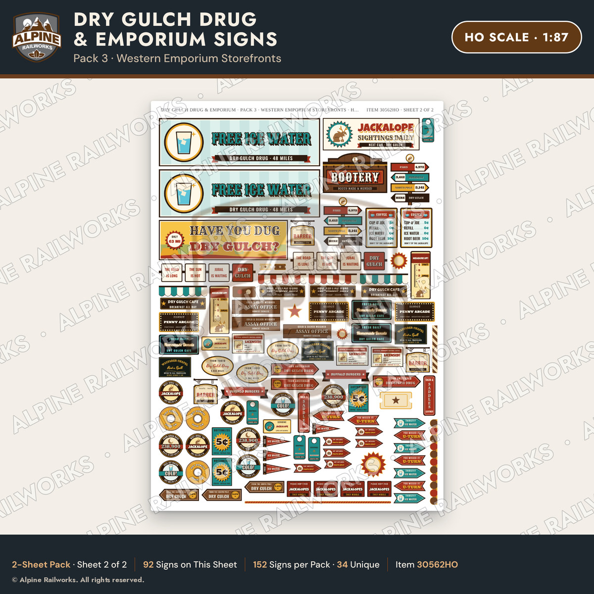 Alpine Railworks 30562HO HO Scale Roadside Signs - Western Drug Store