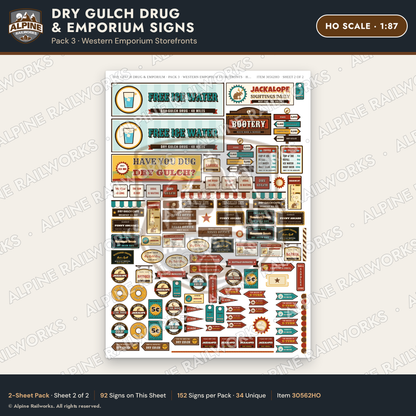 Alpine Railworks 30562HO HO Scale Roadside Signs - Western Drug Store