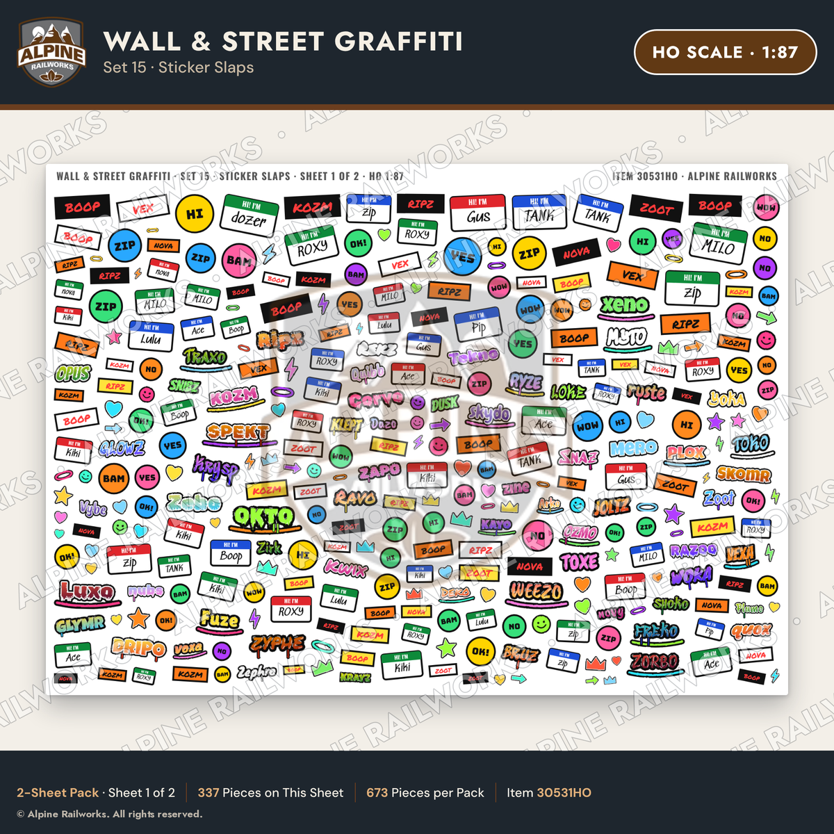 Alpine Railworks 30531HO HO Scale Wall & Street Graffiti Cut-Outs