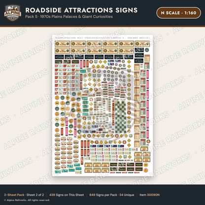 Alpine Railworks 30090N N Scale Roadside Attractions Signs
