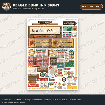 Alpine Railworks 30943HO HO Scale Roadside Signs - Dog-Shaped Inn