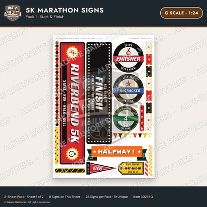 Alpine Railworks 30236G G Scale 5K Marathon Signs - Start & Finish
