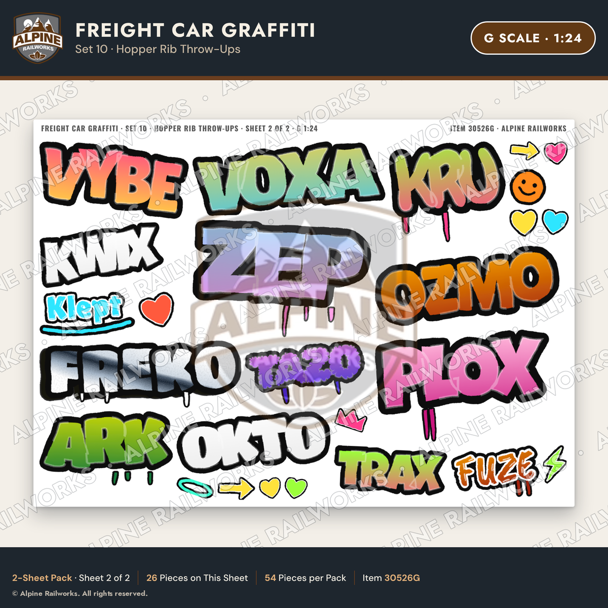 Alpine Railworks 30526G G Scale Freight Car Graffiti Cut-Outs