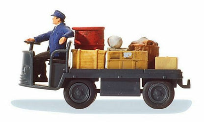 Preiser 28147 HO Scale Electric Baggage Truck (Nonoperating) w/Driver & Load