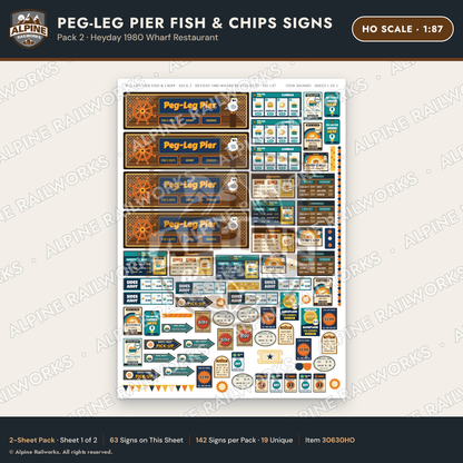 Alpine Railworks 30630HO HO Scale Fast Food Signs - Fish & Chips