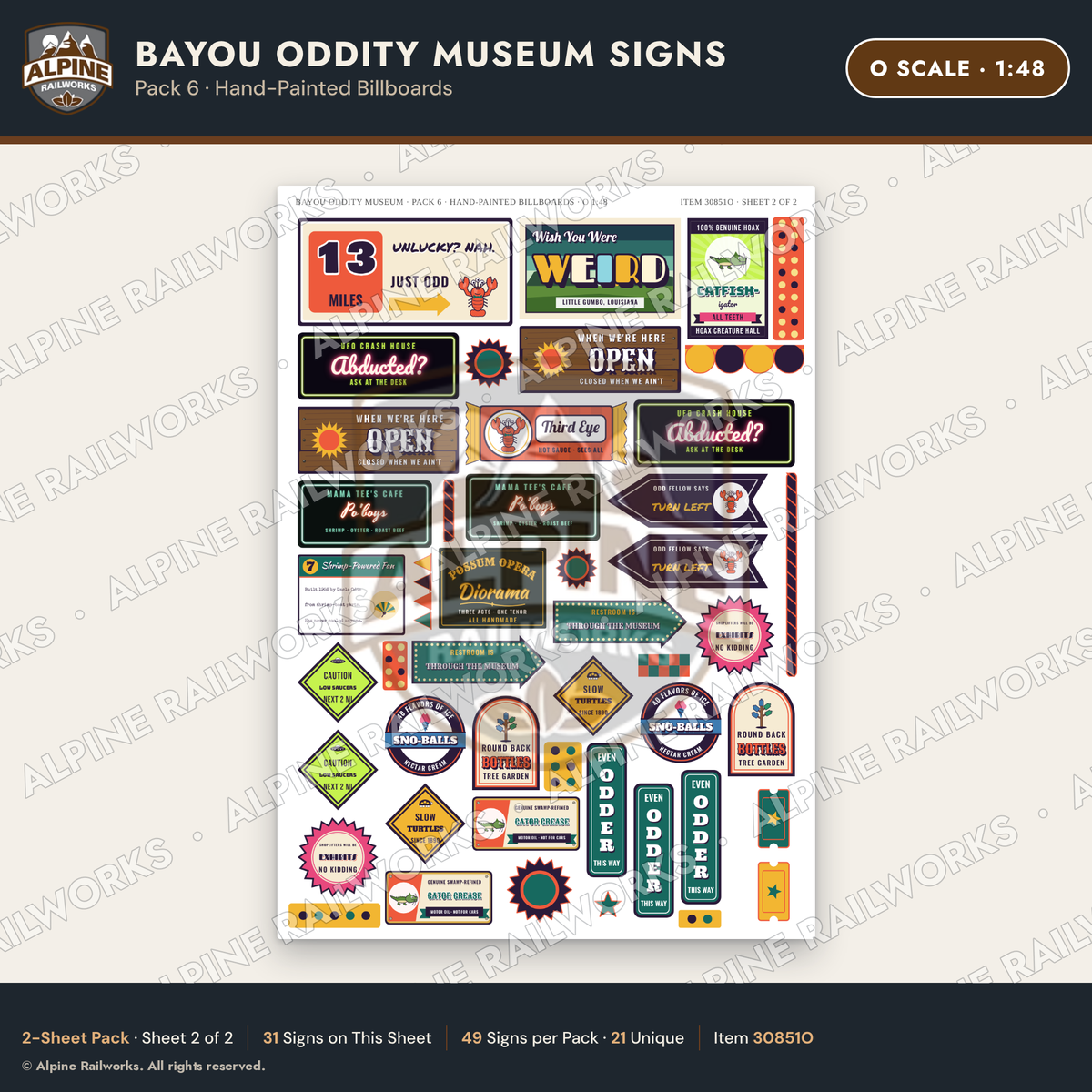 Alpine Railworks 30851O O Scale Roadside Signs - Oddity Museum