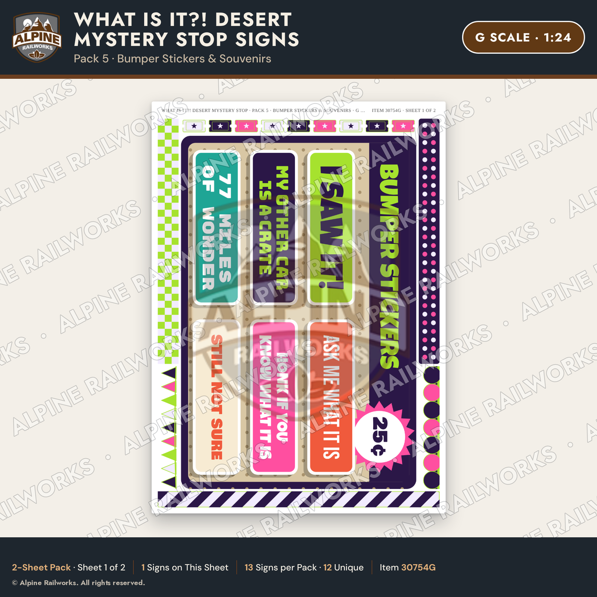 Alpine Railworks 30754G G Scale Roadside Signs - Desert Mystery Stop