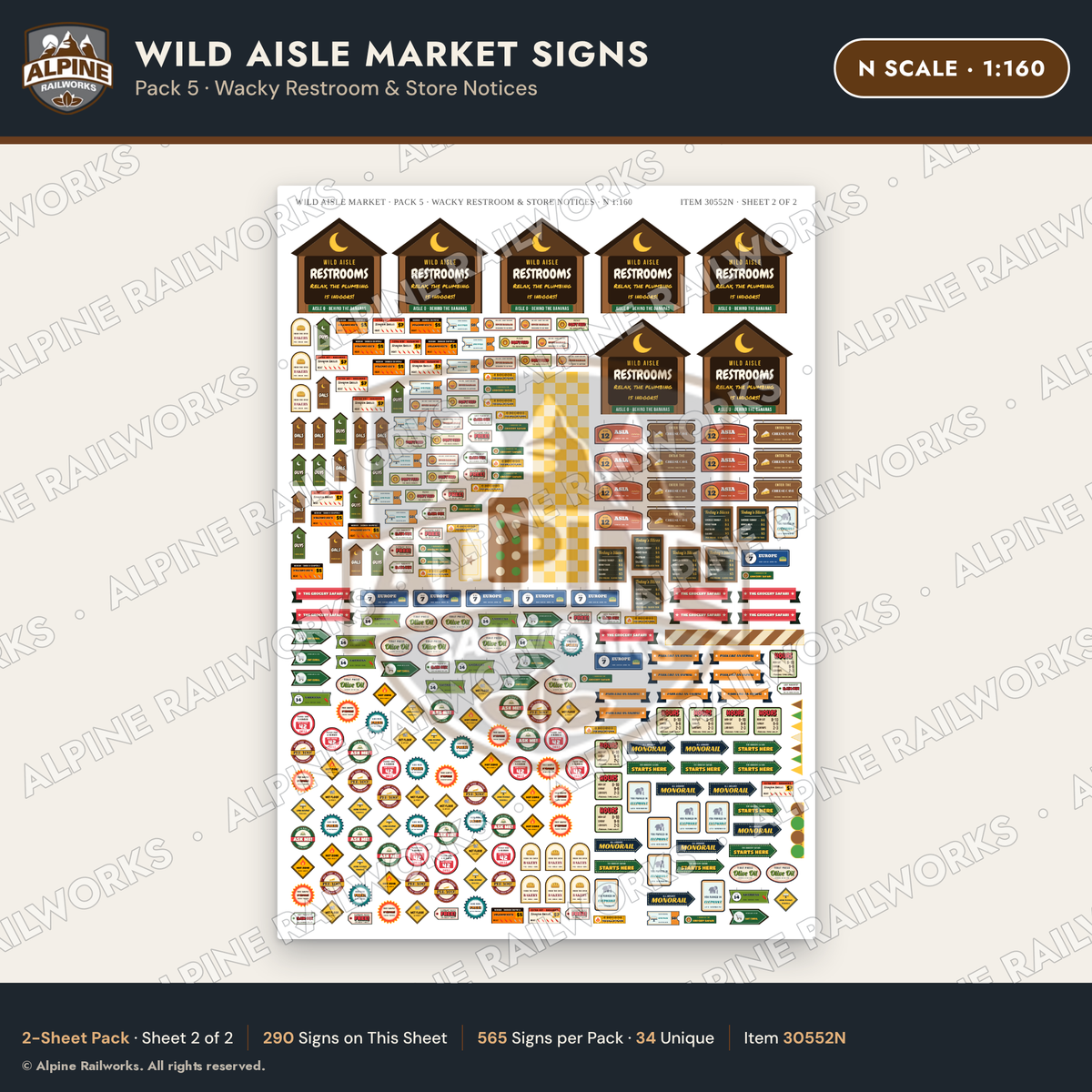 Alpine Railworks 30552N N Scale Roadside Signs - Jungle Grocery Store
