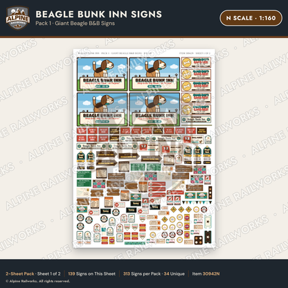 Alpine Railworks 30942N N Scale Roadside Signs - Dog-Shaped Inn