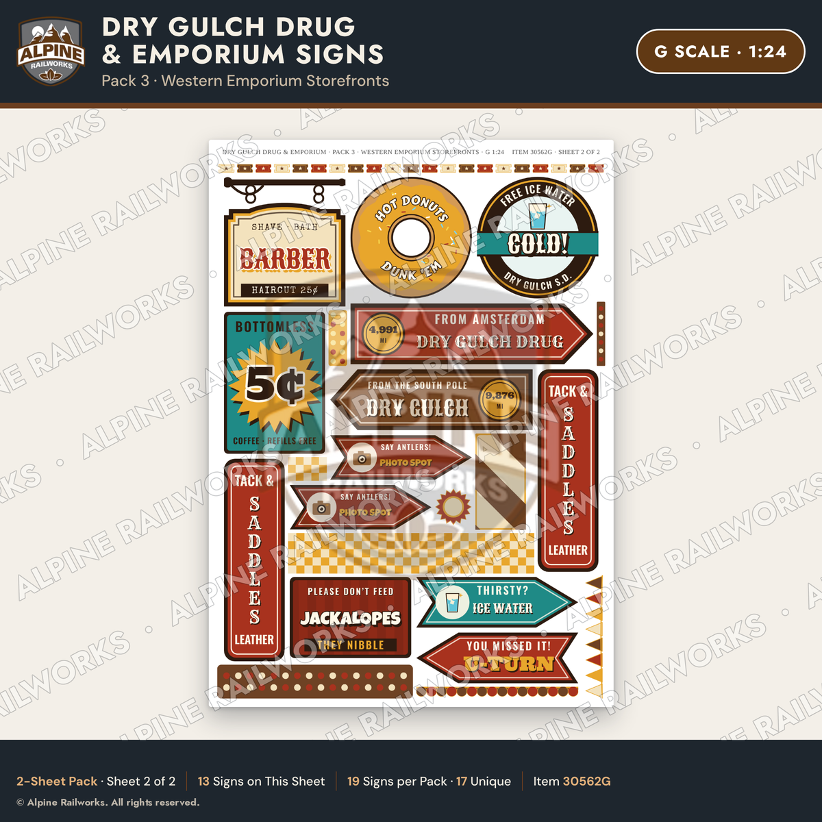 Alpine Railworks 30562G G Scale Roadside Signs - Western Drug Store