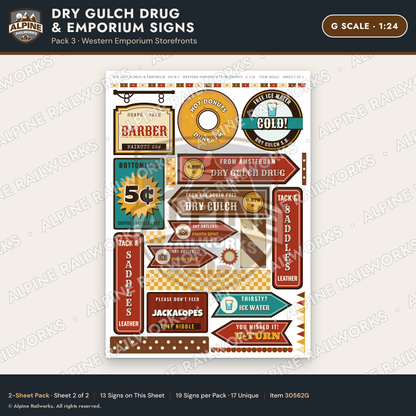 Alpine Railworks 30562G G Scale Roadside Signs - Western Drug Store