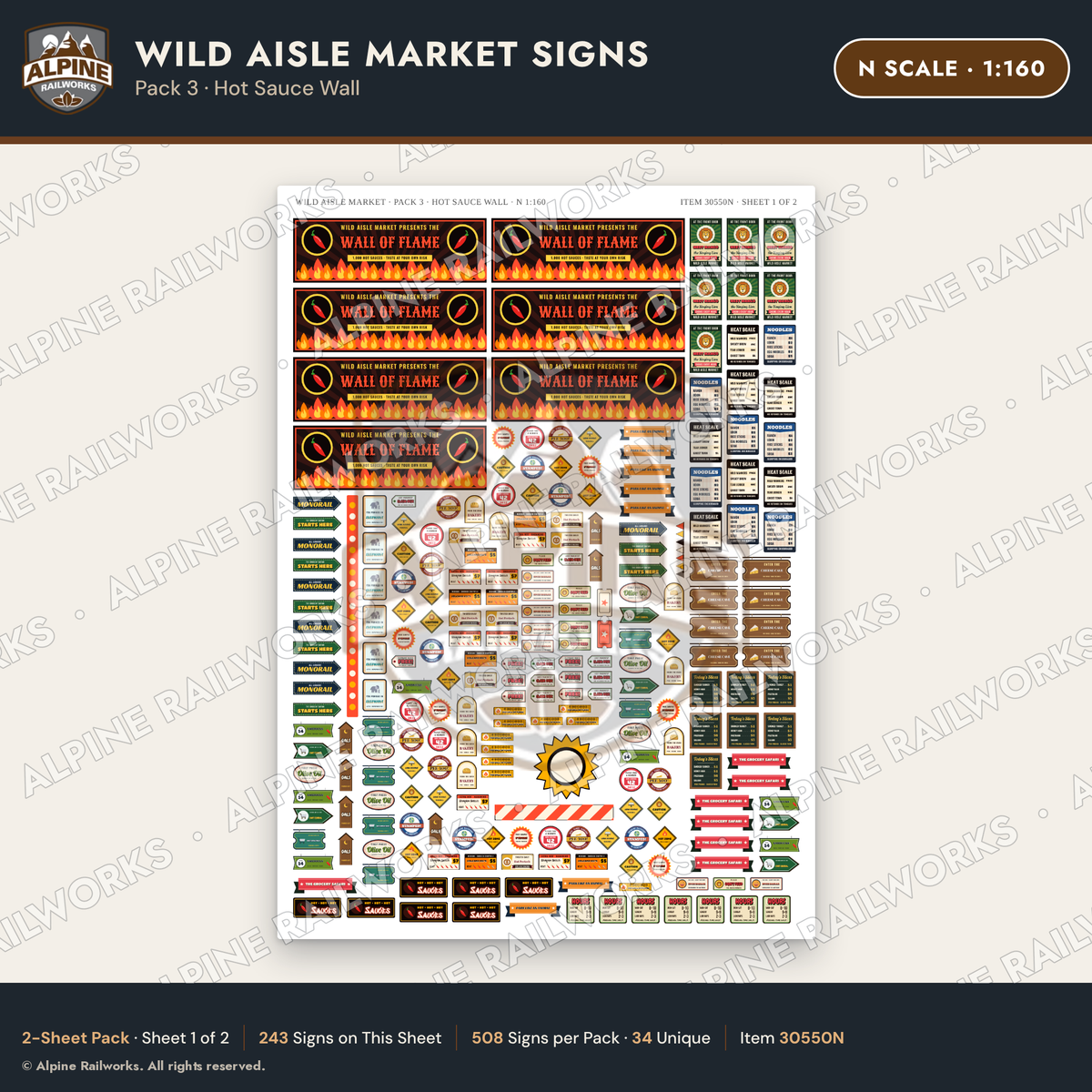 Alpine Railworks 30550N N Scale Roadside Signs - Jungle Grocery Store