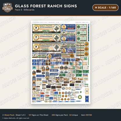 Alpine Railworks 31072N N Scale Roadside Signs - Bottle Tree Ranch