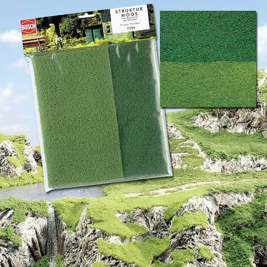 Busch 7385 A Scale Flora Fleece Grass Mat -- 1 Each Light and Dark Green