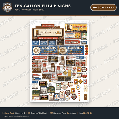 Alpine Railworks 30920HO HO Scale Roadside Signs - Cowboy Hat
