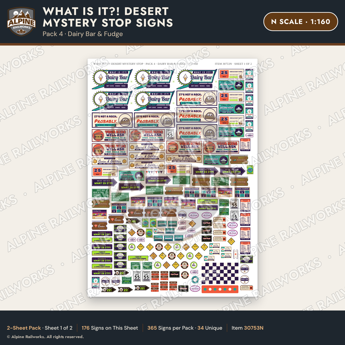 Alpine Railworks 30753N N Scale Roadside Signs - Desert Mystery Stop