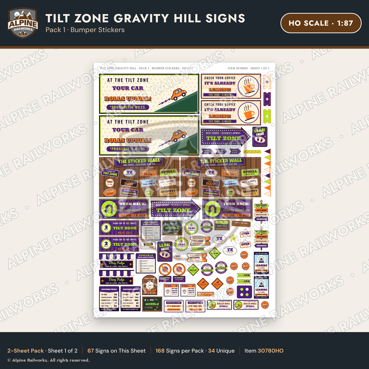 Alpine Railworks 30780HO HO Scale Roadside Signs - Mystery Spot