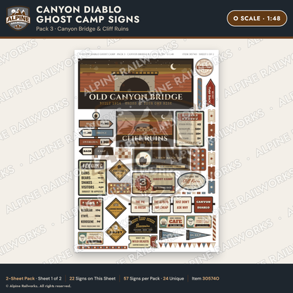 Alpine Railworks 30574O O Scale Roadside Signs - Desert Ghost Town