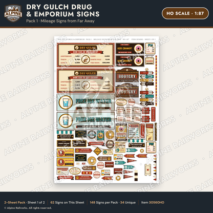Alpine Railworks 30560HO HO Scale Roadside Signs - Western Drug Store