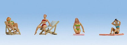Noch 15851 HO Scale Sunbathing Women with Accessories -- pkg(4)