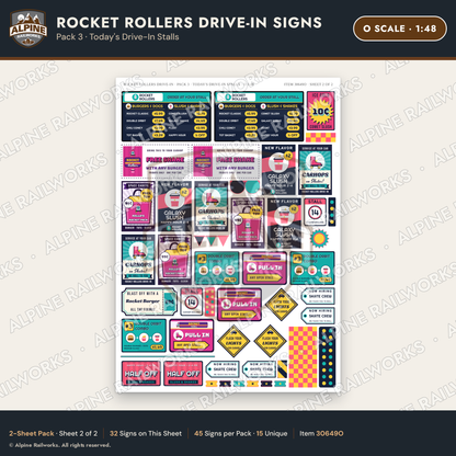 Alpine Railworks 30649O O Scale Fast Food Signs - Carhop Drive-In