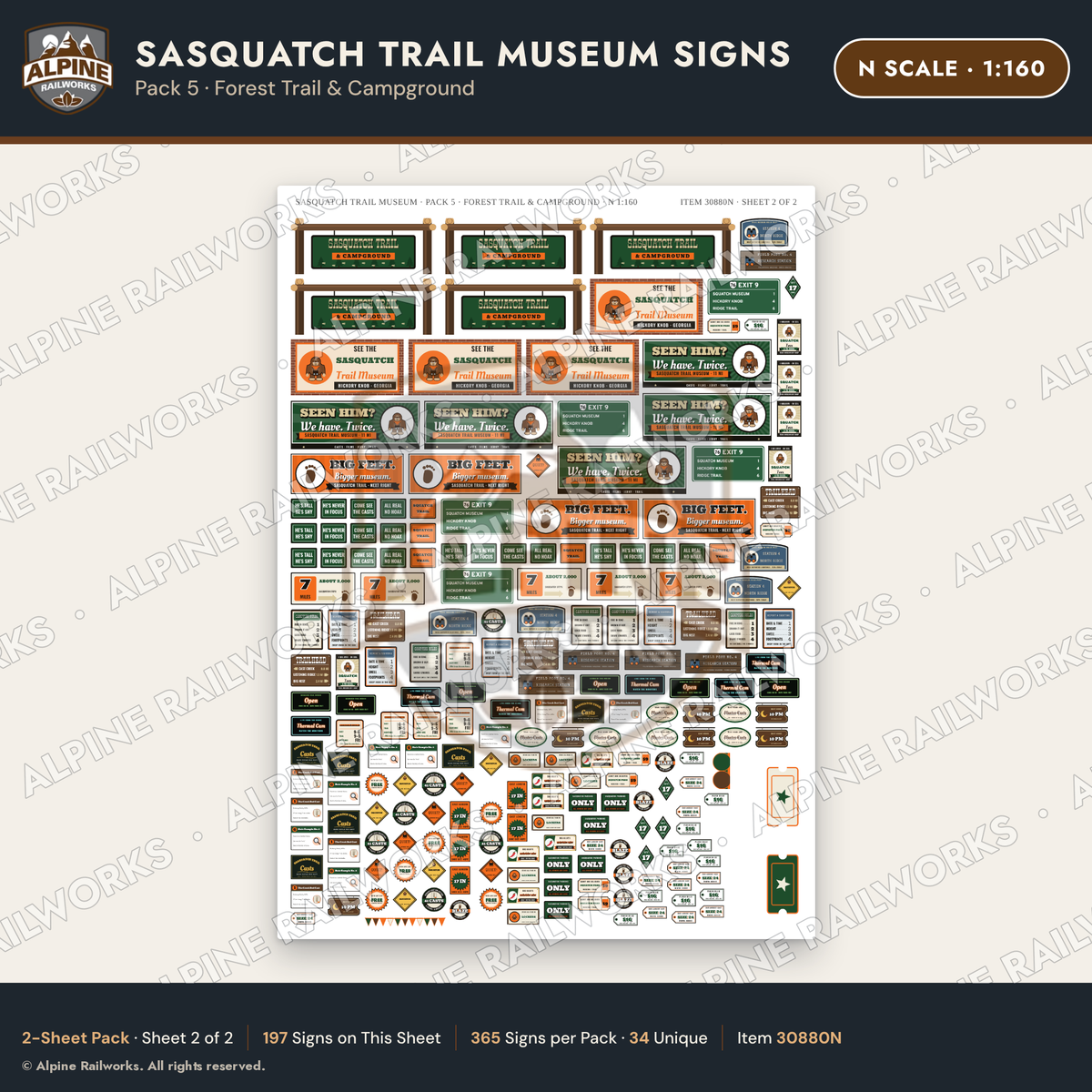 Alpine Railworks 30880N N Scale Roadside Signs - Bigfoot Museum