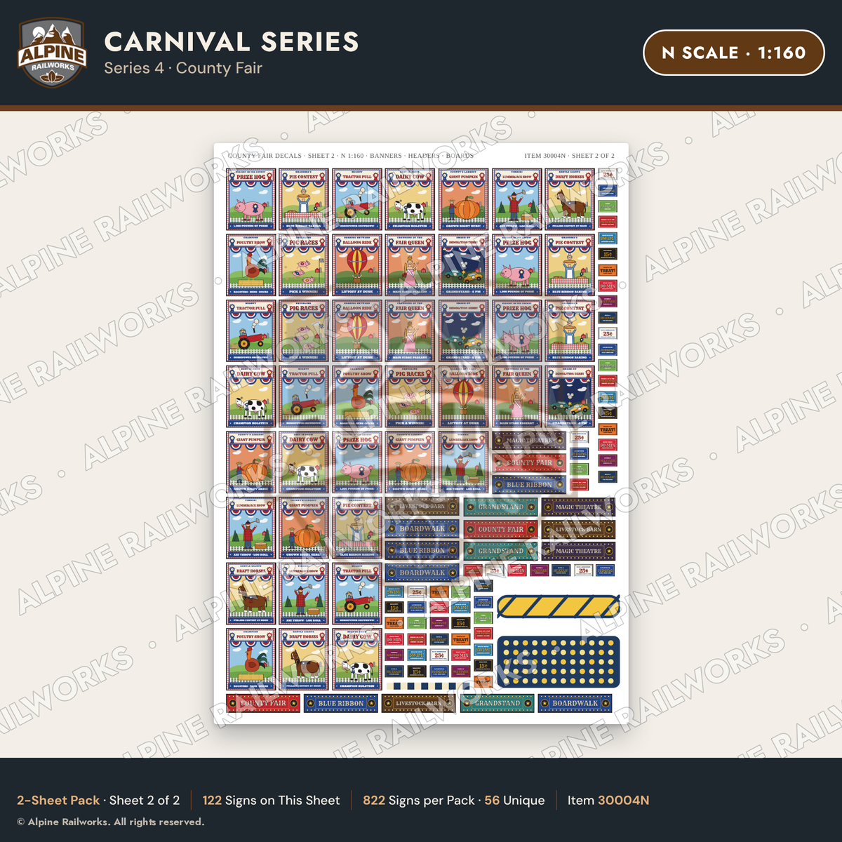Alpine Railworks 30004N N Scale Carnival Signs - County Fair