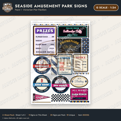 Alpine Railworks 30212G G Scale Seaside Amusement Park Signs
