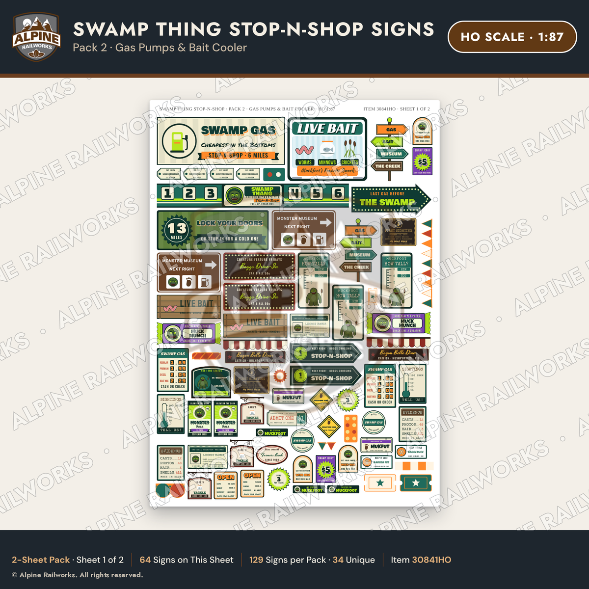 Alpine Railworks 30841HO HO Scale Roadside Signs - Swamp Monster Store