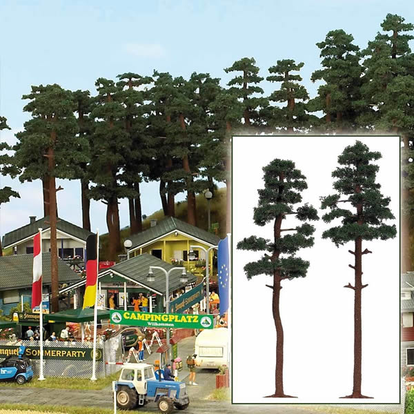 Busch 6143 HO Scale Pine Trees -- 7-1/4 & 7-11/16" 18.5 & 19.5cm pkg(2)
