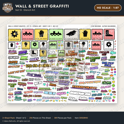 Alpine Railworks 30529HO HO Scale Wall & Street Graffiti Cut-Outs