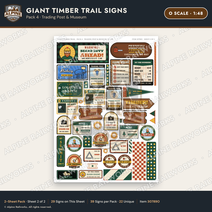 Alpine Railworks 30789O O Scale Roadside Signs - Lumberjack Redwoods