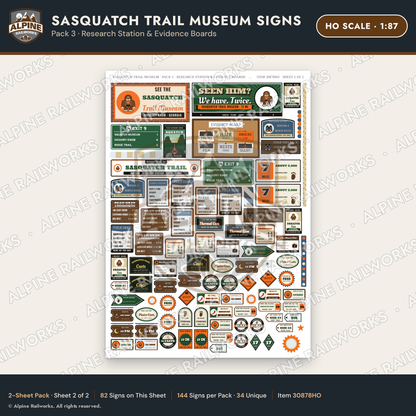 Alpine Railworks 30878HO HO Scale Roadside Signs - Bigfoot Museum