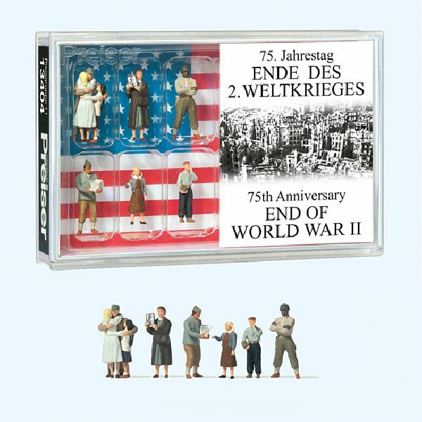 Preiser 13404 HO Scale Americans Celebrating the End of World War II pkg(6) 75th