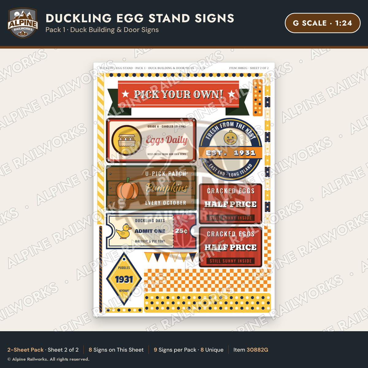 Alpine Railworks 30882G G Scale Roadside Signs - Giant Duck Farm Stand