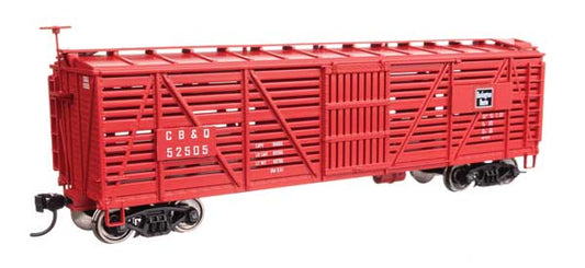 Walthers Mainline 910-41451 HO Scale 40' Wood Stock Car RTR CB&Q #52505