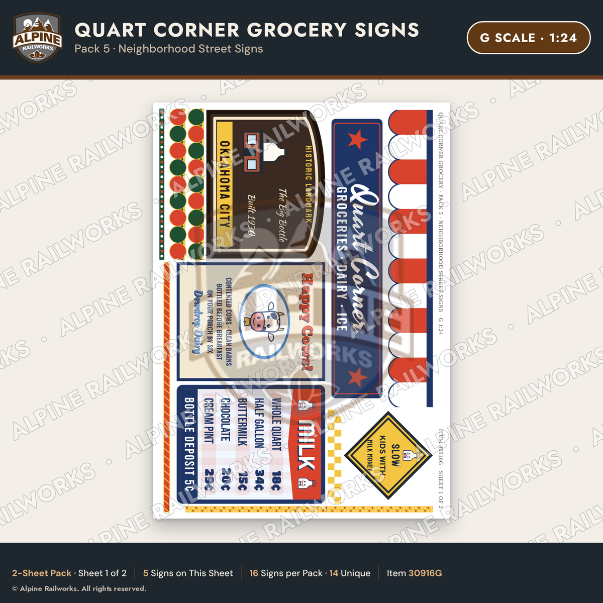 Alpine Railworks 30916G G Scale Roadside Signs - Milk Bottle Grocery