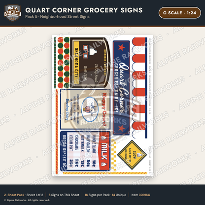 Alpine Railworks 30916G G Scale Roadside Signs - Milk Bottle Grocery