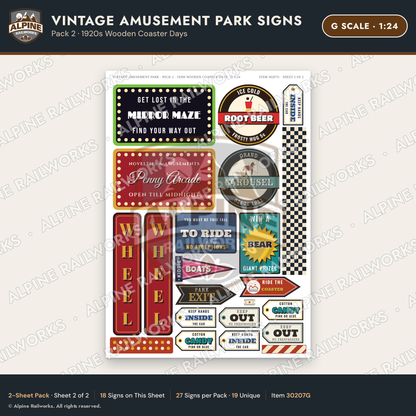 Alpine Railworks 30207G G Scale Vintage Amusement Park Signs