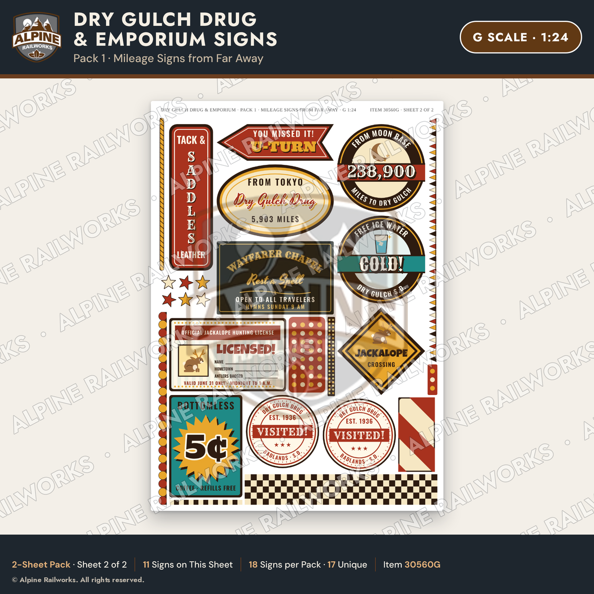Alpine Railworks 30560G G Scale Roadside Signs - Western Drug Store