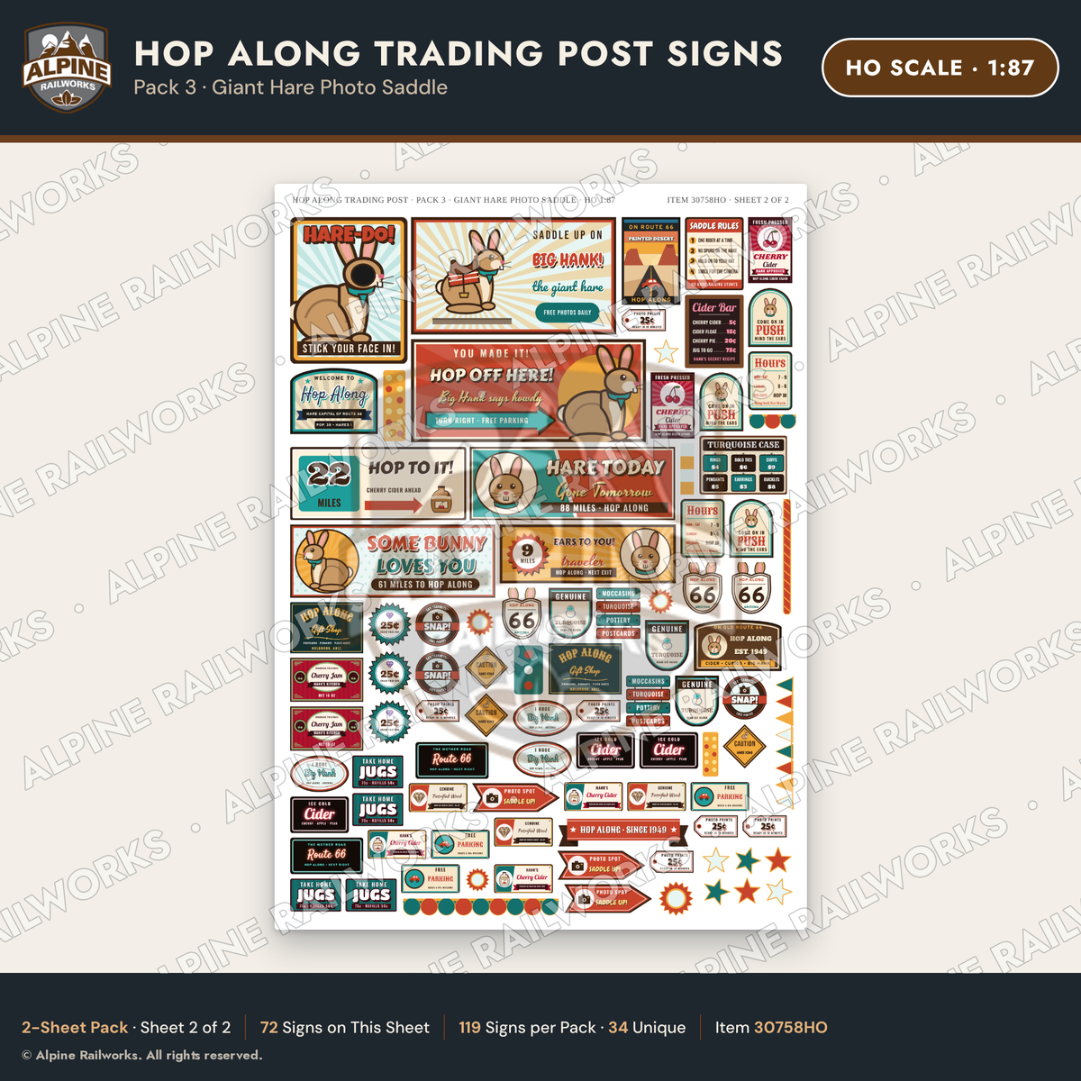 Alpine Railworks 30758HO HO Scale Roadside Signs - Trading Post