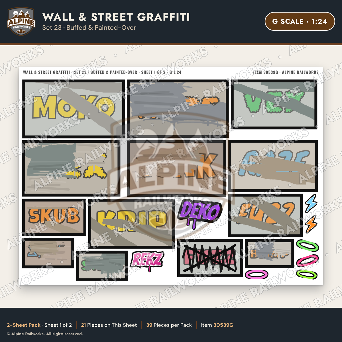 Alpine Railworks 30539G G Scale Wall & Street Graffiti Cut-Outs