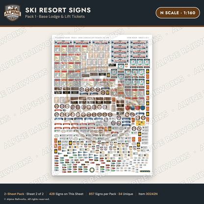 Alpine Railworks 30242N N Scale Ski Resort Signs - Base Lodge