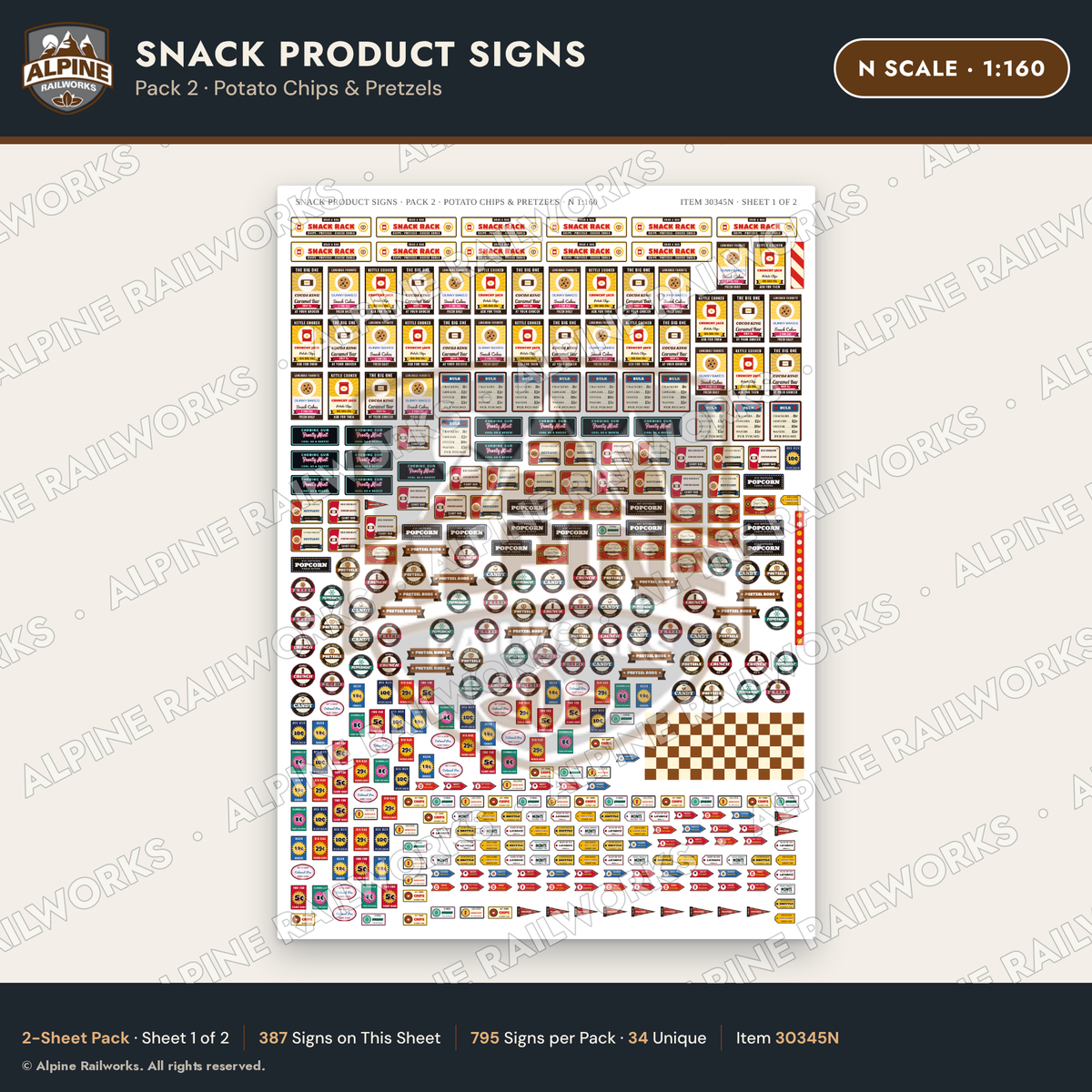 Alpine Railworks 30345N N Scale Snack Product Signs - Potato Chips