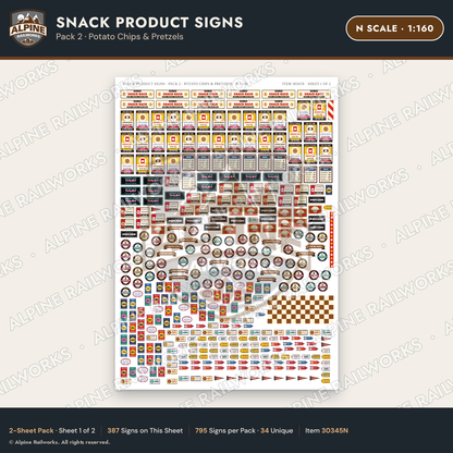 Alpine Railworks 30345N N Scale Snack Product Signs - Potato Chips