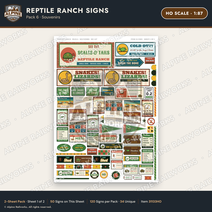 Alpine Railworks 31133HO HO Scale Roadside Signs - Reptile Zoo