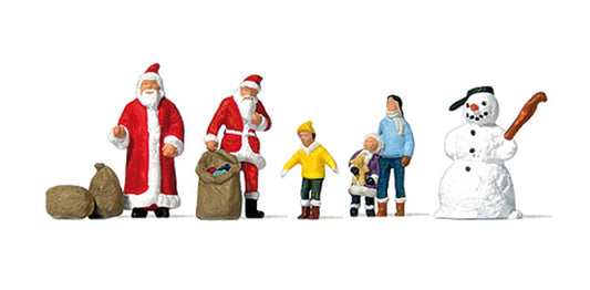 Preiser 79226 N Scale Christmas Santas & Snowman Figure Set